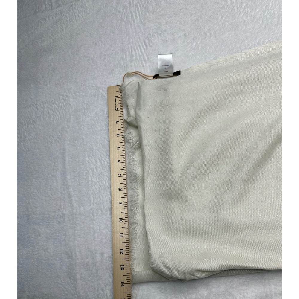 Quince Scarf Womens OS Cream Cashmere Silk Blend Frayed Edge Luxury Wrap - Picture 5 of 6